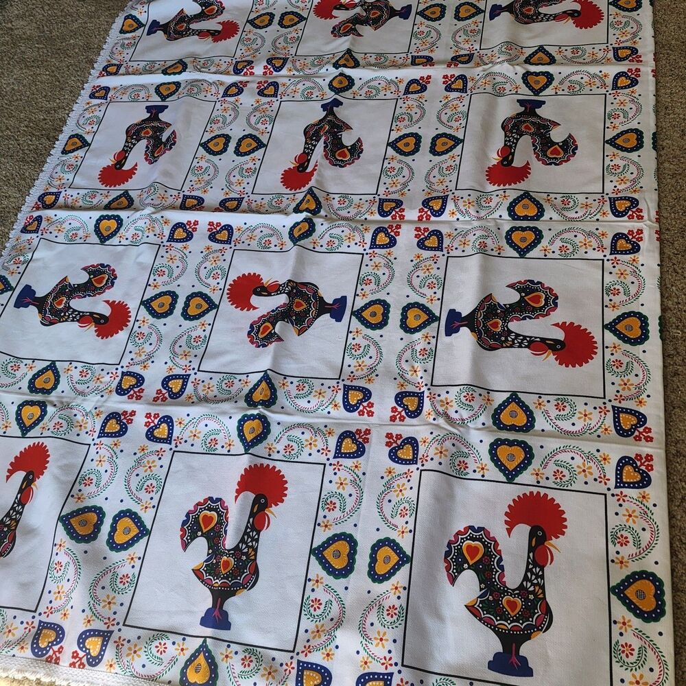 NEW Portuguese Galo de Barcelos Rooster Table Linen 6ft Rectangle Portugal